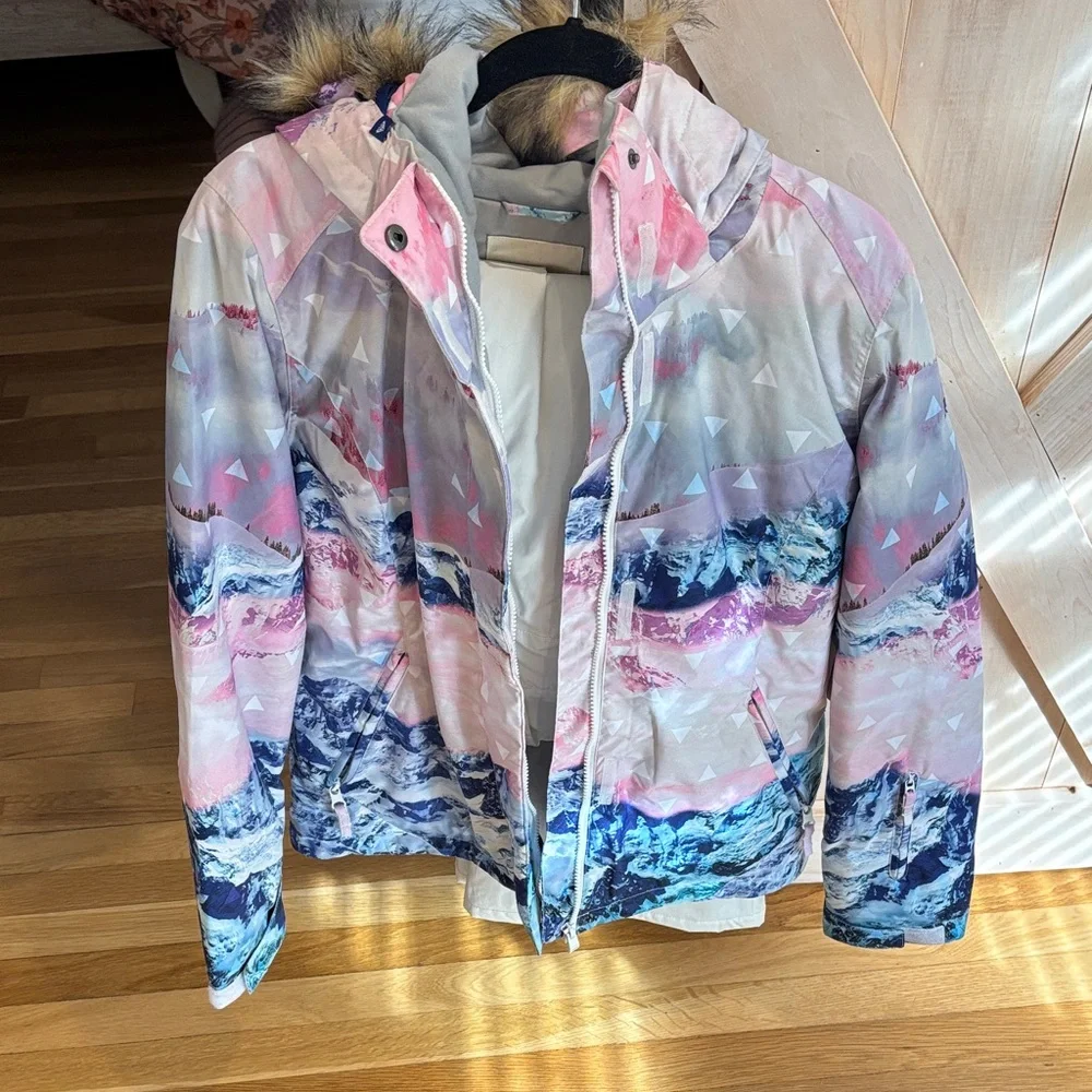 Roxy Women's Multicolor Pink & Blue Ski Snow Jacket
